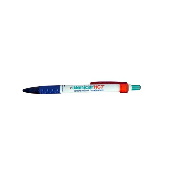 Benicar HCT Ballpoint Pen Drug Rep Pharmaceutical Red Blue Green Clip Chunky - Picture 1 of 3